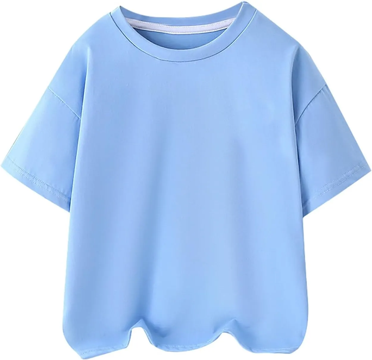 Toddler Girls Casual Plain T Shirt Short Sleeve Kids Cotton Solid Top Crewneck Athletic Tshirt Comfy Basic