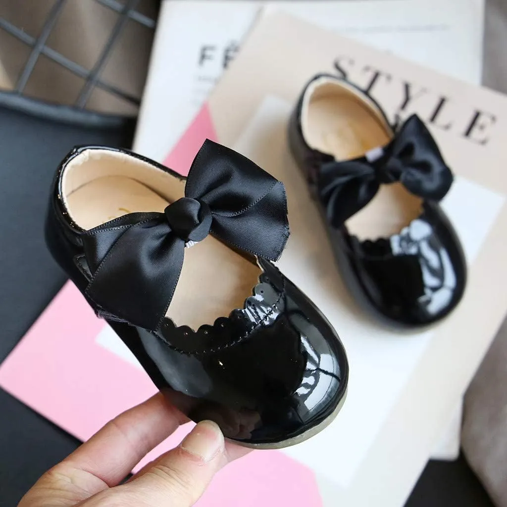 Toddler Girls Patent Bow Mary Jane Ballet Flats Flower Girl Dress Shoes Wedding Party School Shoes Baby Church Shoes