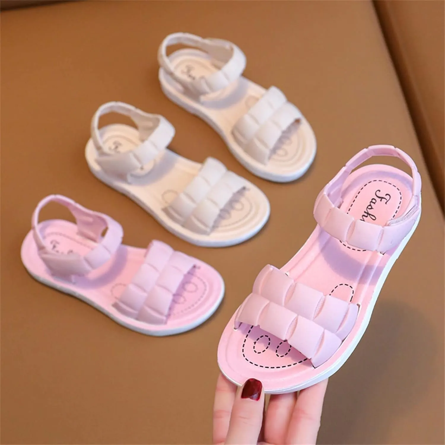 Toddler Girls Sandals Soft Flat Shoes Fashion Comfortable Open Toe Lightweight Princess (Pink, 11.5 Little Child)