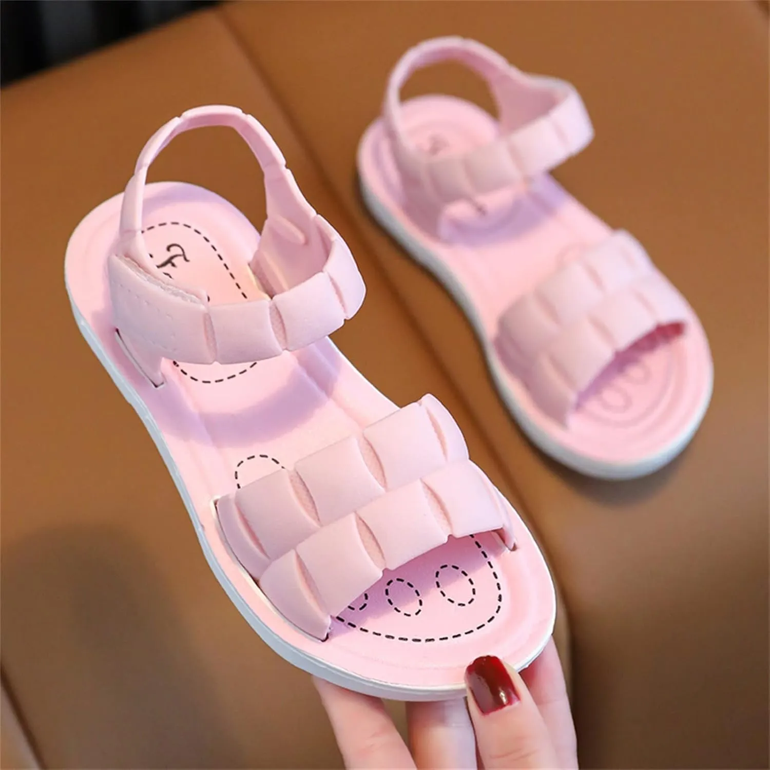 Toddler Girls Sandals Soft Flat Shoes Fashion Comfortable Open Toe Lightweight Princess (Pink, 11.5 Little Child)