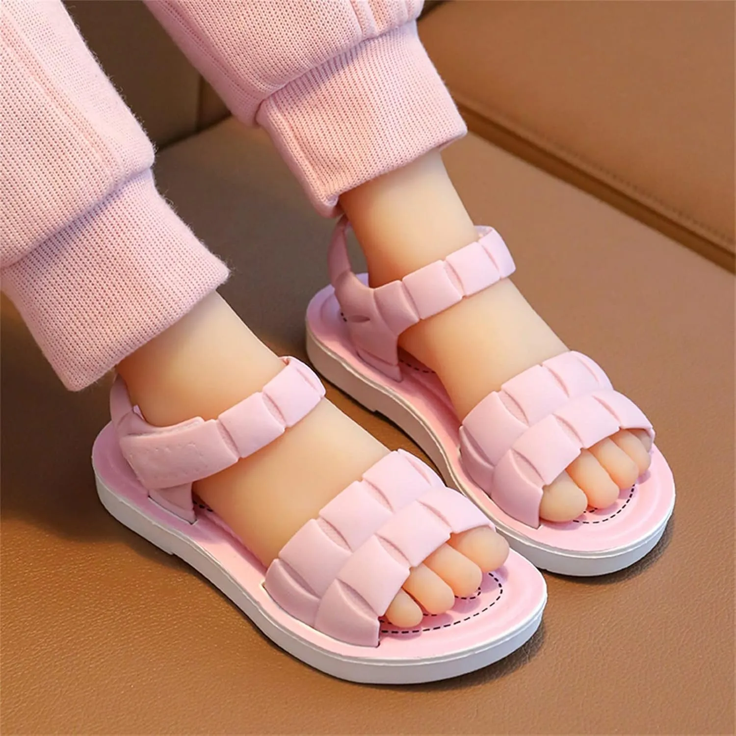 Toddler Girls Sandals Soft Flat Shoes Fashion Comfortable Open Toe Lightweight Princess (Pink, 11.5 Little Child)