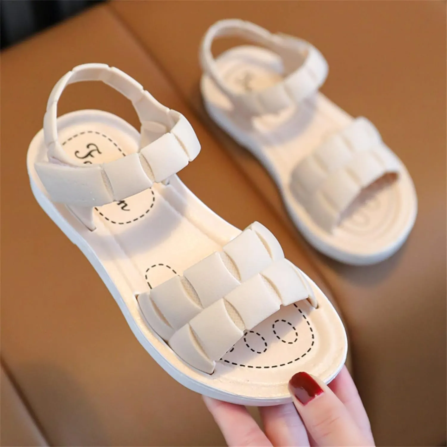 Toddler Girls Sandals Soft Flat Shoes Fashion Comfortable Open Toe Lightweight Princess Sandals (White, 9.5 Toddler)