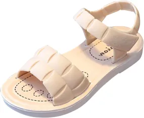 Toddler Girls Sandals Soft Flat Shoes Fashion Comfortable Open Toe Lightweight Princess Sandals (White, 9.5 Toddler)