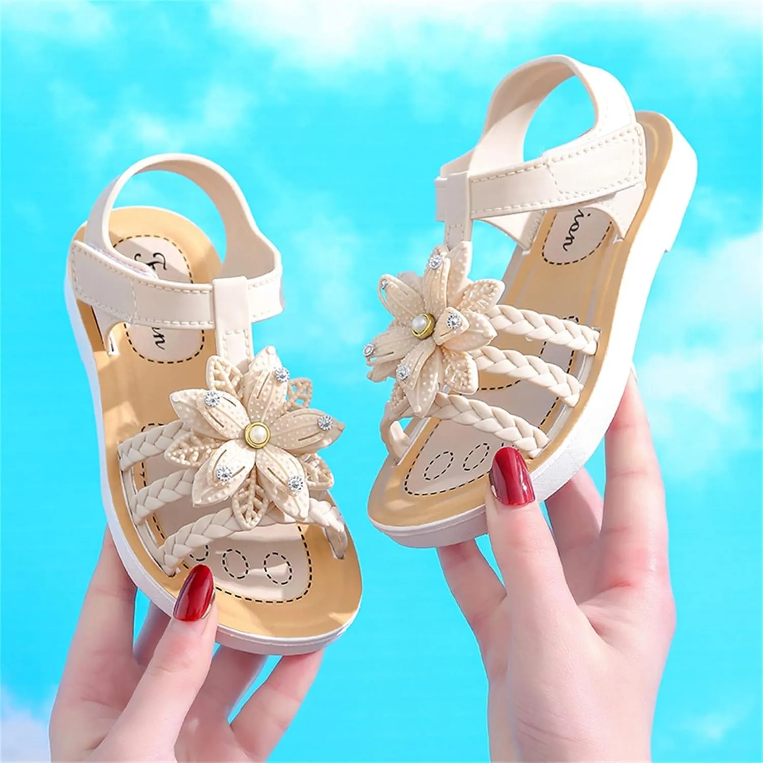 Toddler Kids Girls Sandals Soft Flat Shoes Fashion Comfortable Bow Soft Bottom Lightweight Princess Sandals