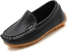 Toddler Little Kid Boys Girls Loafers Shoes Soft Slip On Dress Flat Shoes Boat Shoes Casual Rubber Leather Shoes