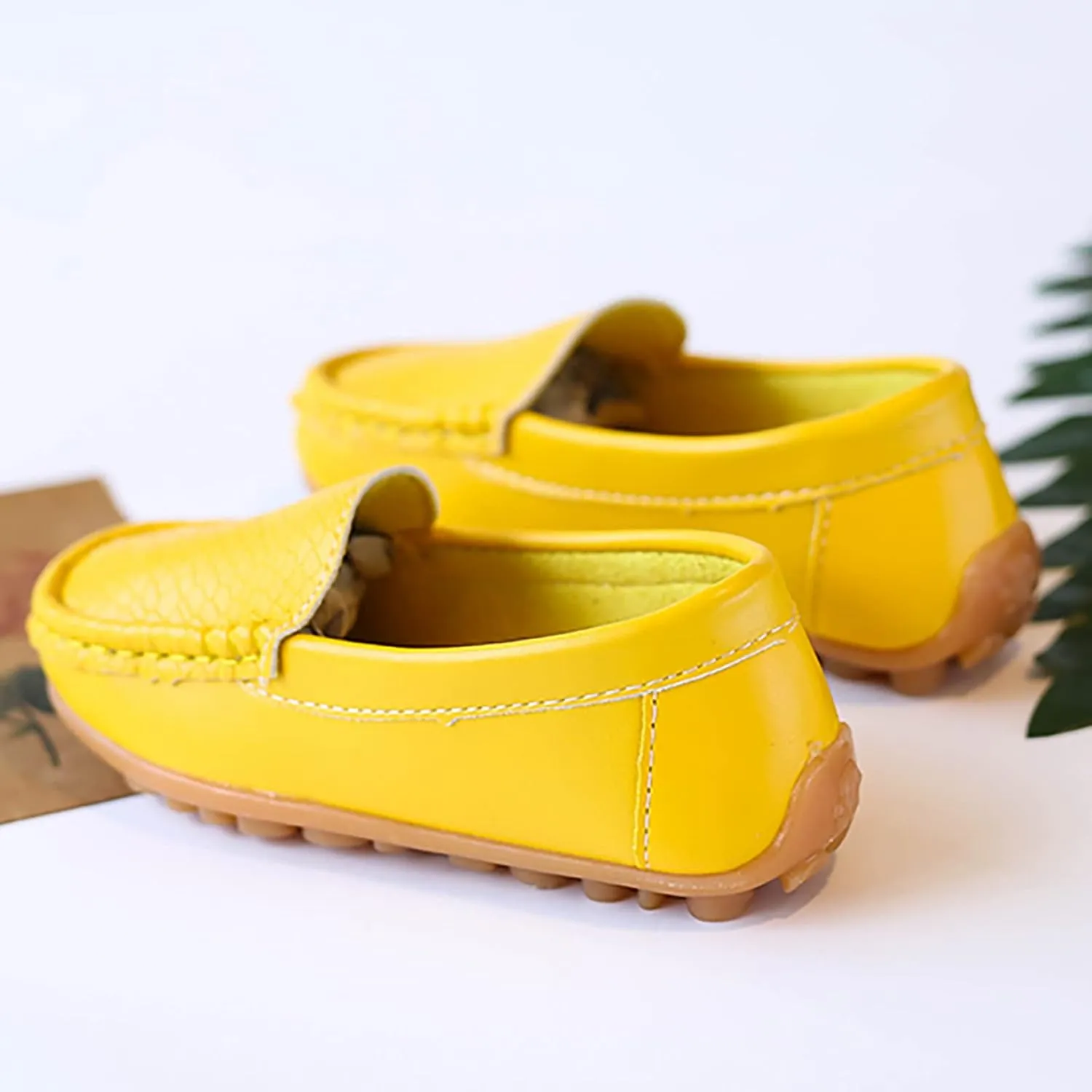 Toddler Little Kid Boys Girls Soft Slip On Loafers Dress Flat Shoes Boat Shoes Toddler Boys Light up (Yellow, 28)