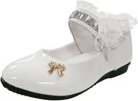 Toddler Princess Flower Lace Mary Jane Dance Shoes 𝗢xfords Leather Soft Sweet Elegant Flat Shoes for Kids Girls
