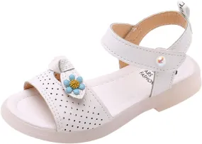 Toddler Sandals Girl Children Shoes Fashion Flower Thick Sole Sandals Soft Sole Comfortable Princess Sandals (White, 10 Toddler)