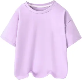 Toddler T Shirts Boys Girls Basic Tee Summer Solid Cotton T-Shirts Crewneck Short Sleeve Shirts for Kids Casual Tops