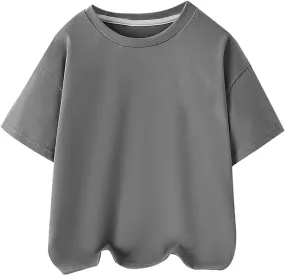 Toddler T Shirts Boys Girls Basic Tee Summer Solid Cotton T-Shirts Crewneck Short Sleeve Shirts for Kids Casual Tops
