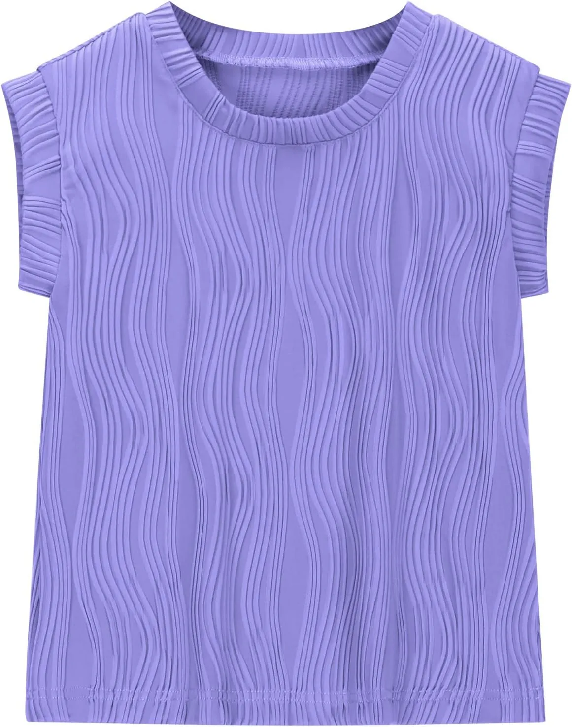 Tween Girls Summer Short Sleeve Textured Tops Shirts Kids Tunic Tops Basic Solid Color Crewneck Tees Blouse for 4-15Y