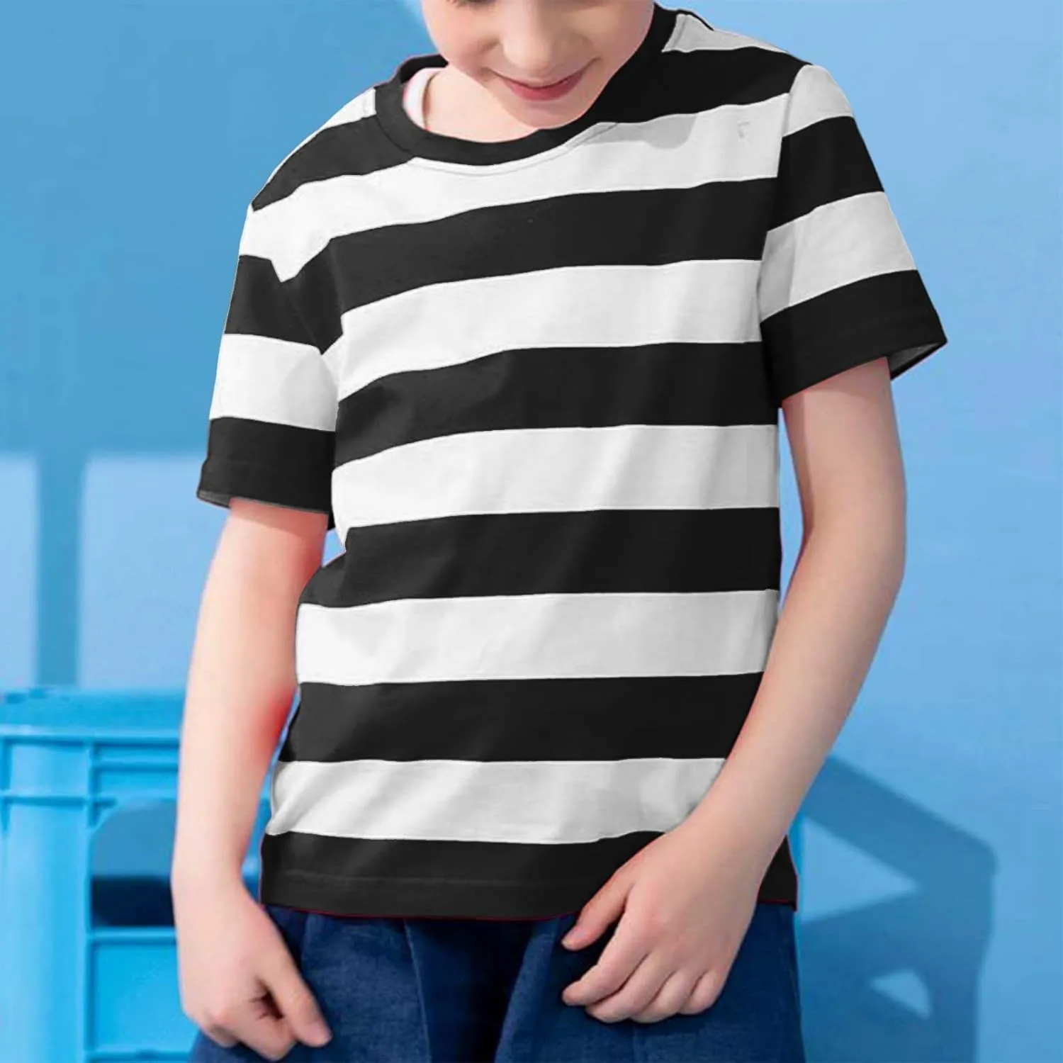 Unisex Girls & Boys T-Shirt Short Sleeve Crew Neck Tee Tops Fashion Striped Printed Tops for Girls 6 Months 11 Years