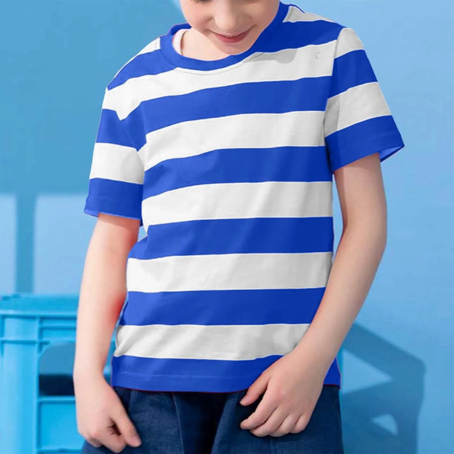 Unisex Girls & Boys T-Shirt Short Sleeve Crew Neck Tee Tops Fashion Striped Printed Tops for Girls 6 Months 11 Years