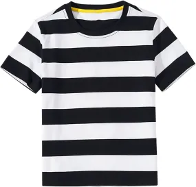 Unisex Girls & Boys T-Shirt Short Sleeve Crew Neck Tee Tops Fashion Striped Printed Tops for Girls 6 Months 11 Years