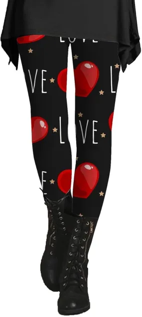 Valentine Leggings for Women Tummy Control Petite Womens Valentine's Leggings Tummy Control Legging Set