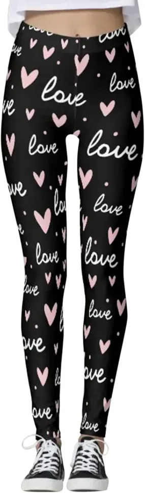 Valentine Leggings for Women Tummy Control Petite Womens Valentine's Leggings Tummy Control Legging Set