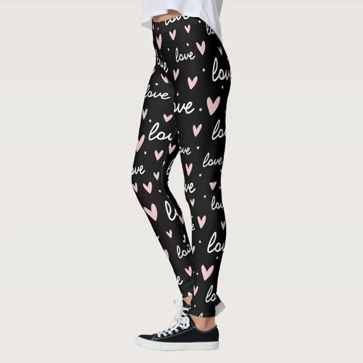 Valentine Leggings for Women Tummy Control Petite Womens Valentine's Leggings Tummy Control Legging Set