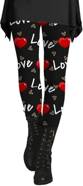 Valentine Leggings for Women Tummy Control Petite Womens Valentine's Leggings Tummy Control Legging Set
