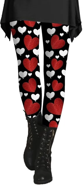 Valentine Leggings for Women Tummy Control Petite Womens Valentine's Leggings Tummy Control Legging Set