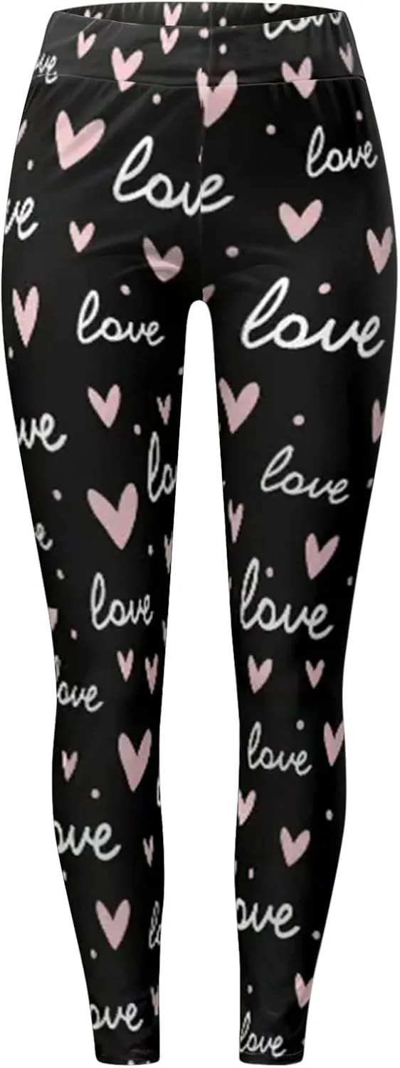Valentine Leggings for Women Tummy Control Petite Womens Valentine's Leggings Tummy Control Legging Set