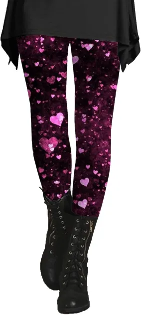 Valentine Leggings for Women Tummy Control Petite Womens Valentine's Leggings Tummy Control Legging Set