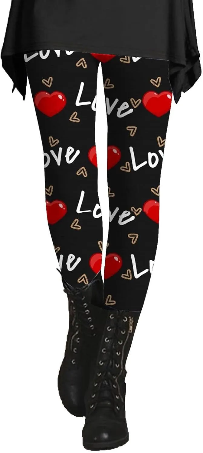 Valentine Leggings for Women Tummy Control Petite Womens Valentine's Leggings Tummy Control Legging Set