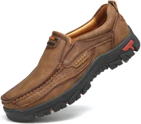 Veslexth Mens Classic Walking Loafers Men Leather Leisure Driving Slip On Sneakers Casual Soft Outdoor Comfortable Dress Shoes