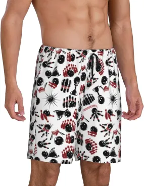 Vosery Mens Pajama Pants - Bowling Comfy Sleep Shorts Mens Pajama Shorts, Mens Lounge Shorts Pj Pants