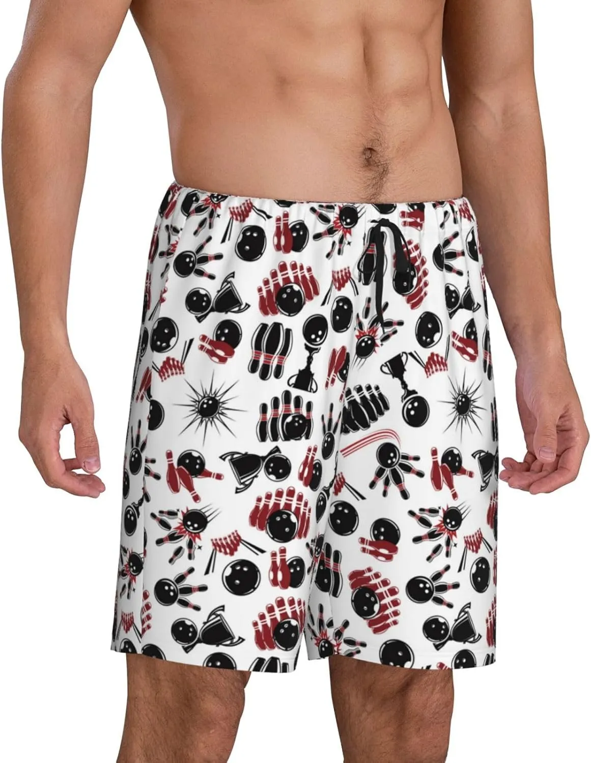 Vosery Mens Pajama Pants - Bowling Comfy Sleep Shorts Mens Pajama Shorts, Mens Lounge Shorts Pj Pants