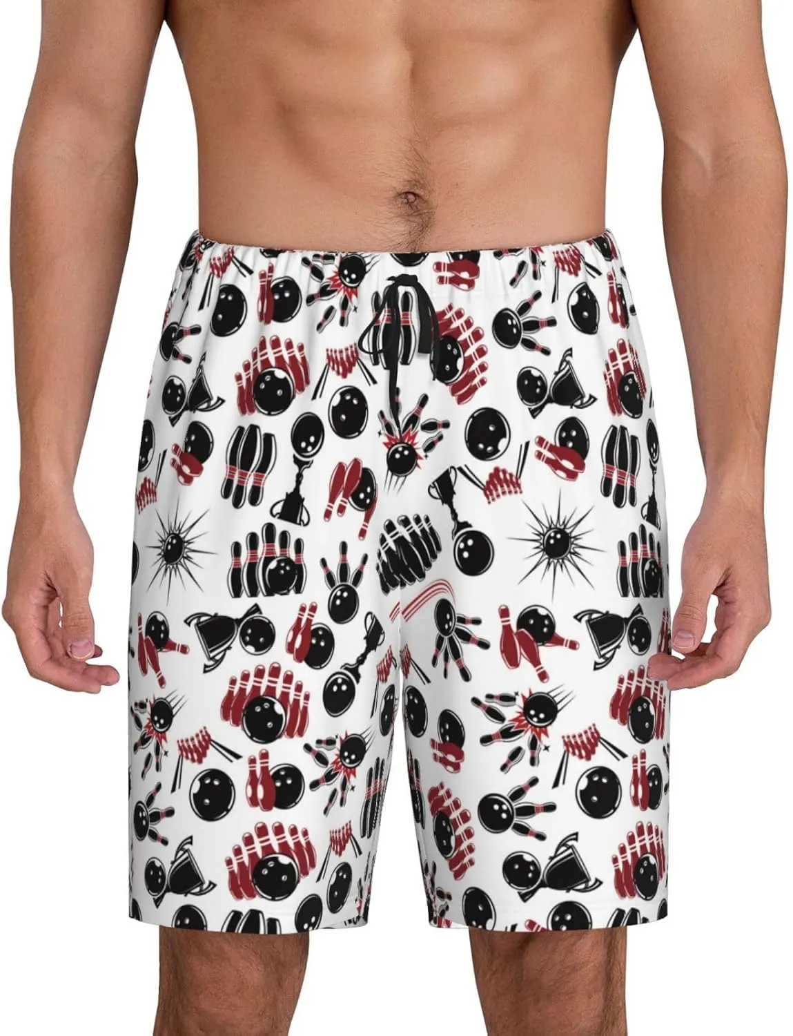 Vosery Mens Pajama Pants - Bowling Comfy Sleep Shorts Mens Pajama Shorts, Mens Lounge Shorts Pj Pants
