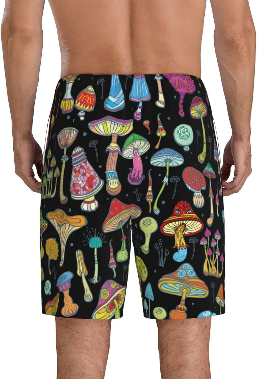 Vosery Mens Pajama Pants - Bright Mushrooms Comfy Sleep Shorts Mens Pajama Shorts, Mens Lounge Shorts Pj Pants