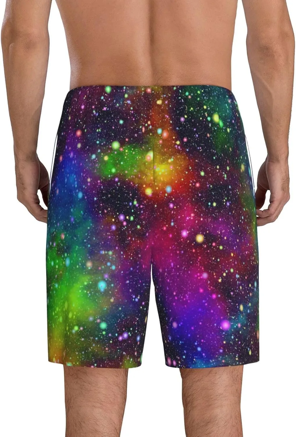 VOSERY mens pajama pants - Bright Universe Comfy Sleep Shorts Mens Pajama shorts, mens lounge shorts pj pants