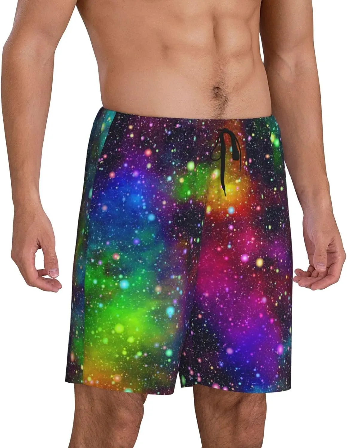 VOSERY mens pajama pants - Bright Universe Comfy Sleep Shorts Mens Pajama shorts, mens lounge shorts pj pants