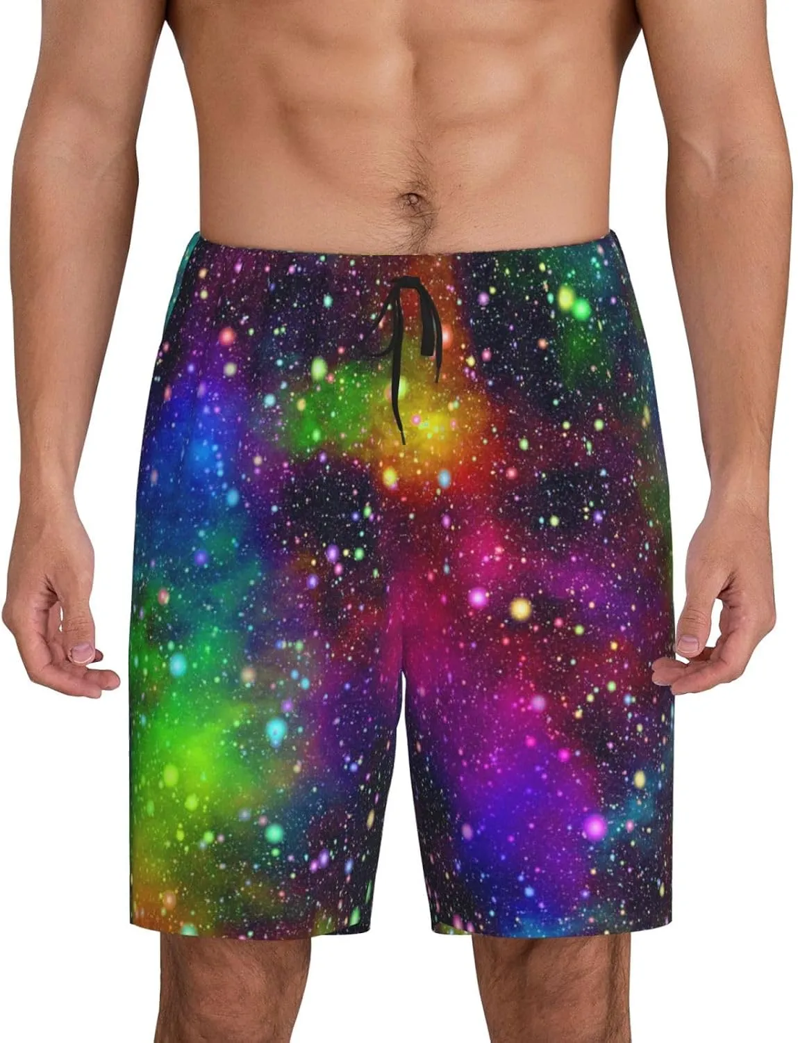 VOSERY mens pajama pants - Bright Universe Comfy Sleep Shorts Mens Pajama shorts, mens lounge shorts pj pants