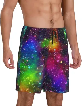 VOSERY mens pajama pants - Bright Universe Comfy Sleep Shorts Mens Pajama shorts, mens lounge shorts pj pants