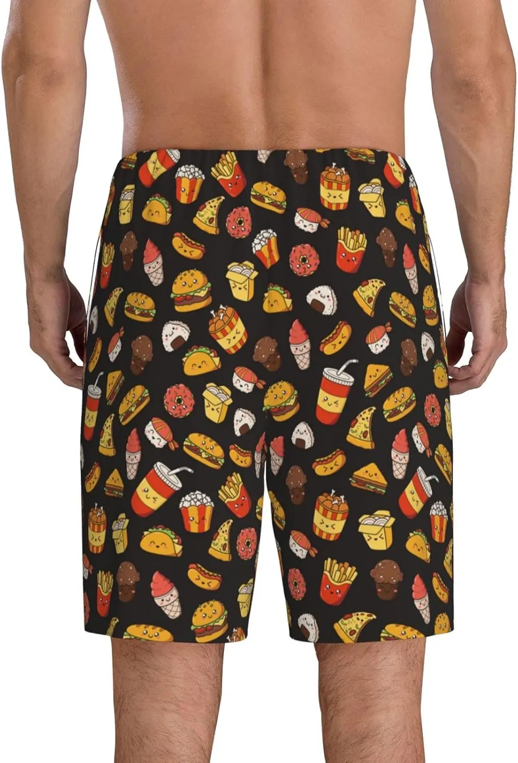 Vosery Mens Pajama Pants - Burger Fries Comfy Sleep Shorts Mens Pajama Shorts, Mens Lounge Shorts Pj Pants