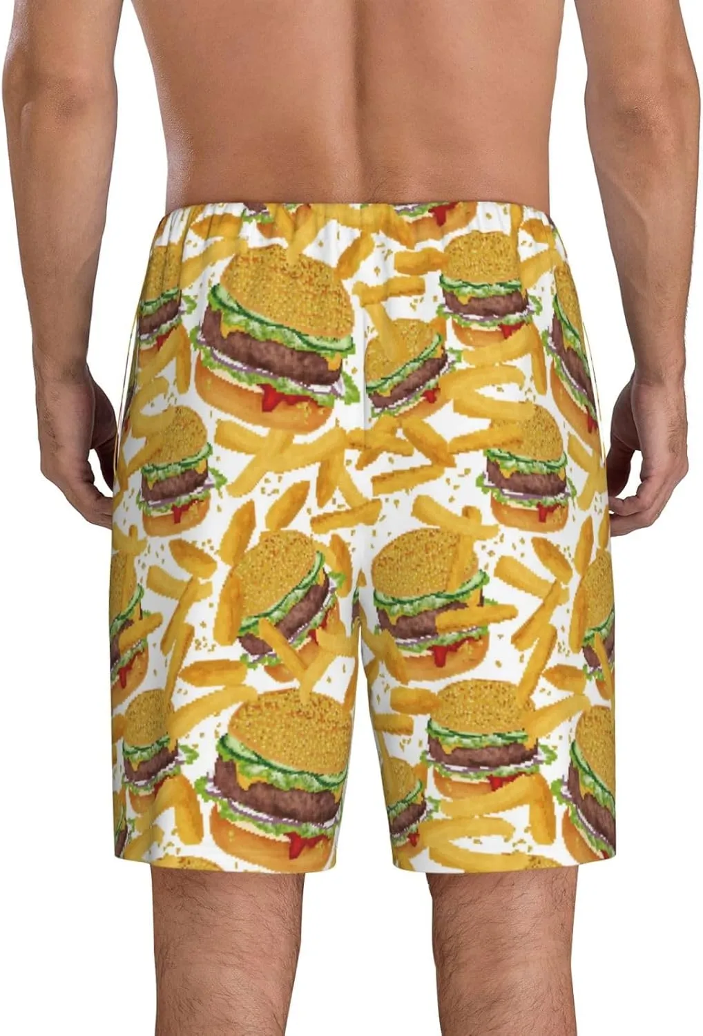Vosery Mens Pajama Pants - Burger Fries_A Comfy Sleep Shorts Mens Pajama Shorts, Mens Lounge Shorts Pj Pants