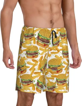Vosery Mens Pajama Pants - Burger Fries_A Comfy Sleep Shorts Mens Pajama Shorts, Mens Lounge Shorts Pj Pants