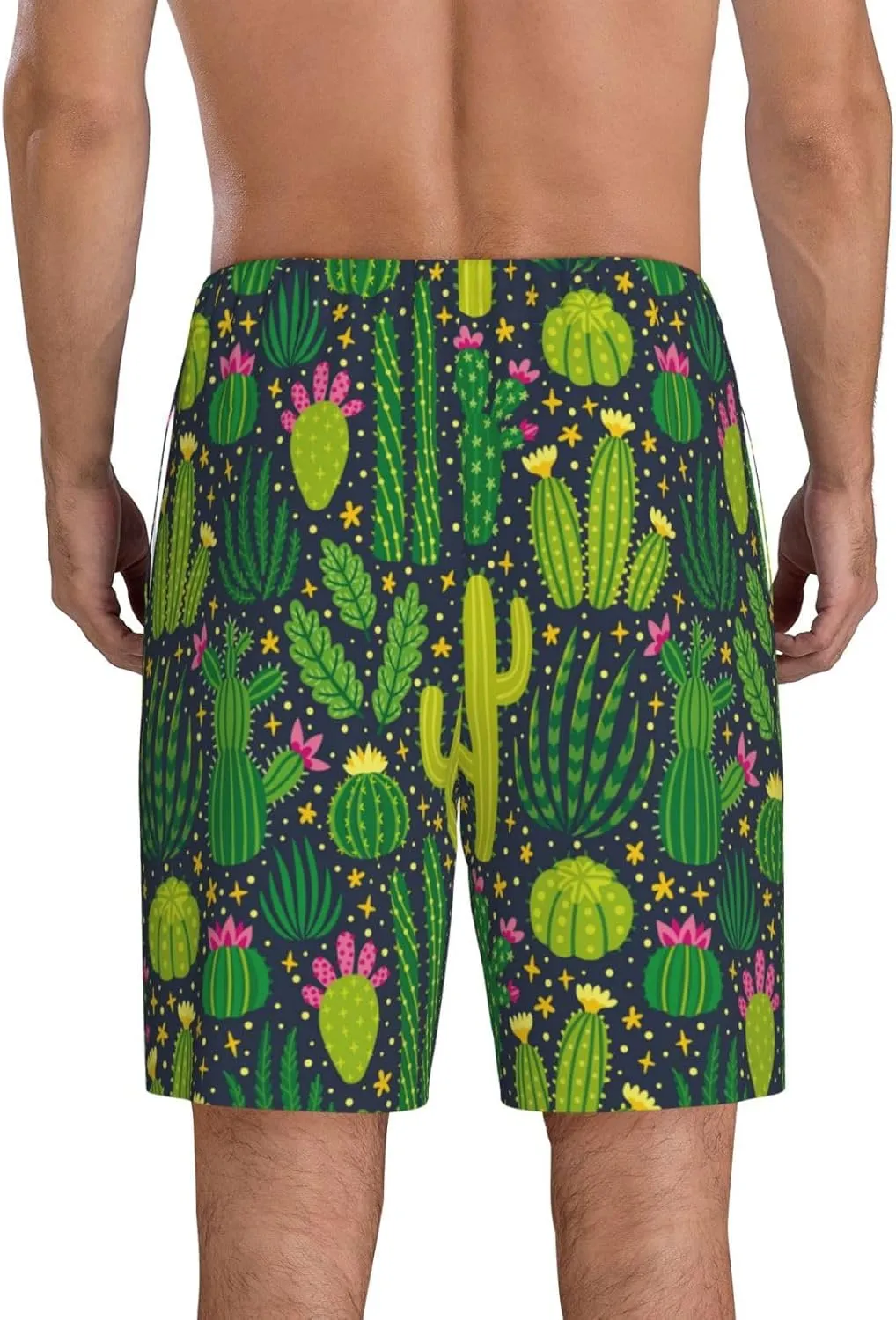 Vosery Mens Pajama Pants - Cactus 1 Comfy Sleep Shorts Mens Pajama Shorts, Mens Lounge Shorts Pj Pants