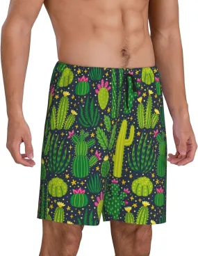 Vosery Mens Pajama Pants - Cactus 1 Comfy Sleep Shorts Mens Pajama Shorts, Mens Lounge Shorts Pj Pants