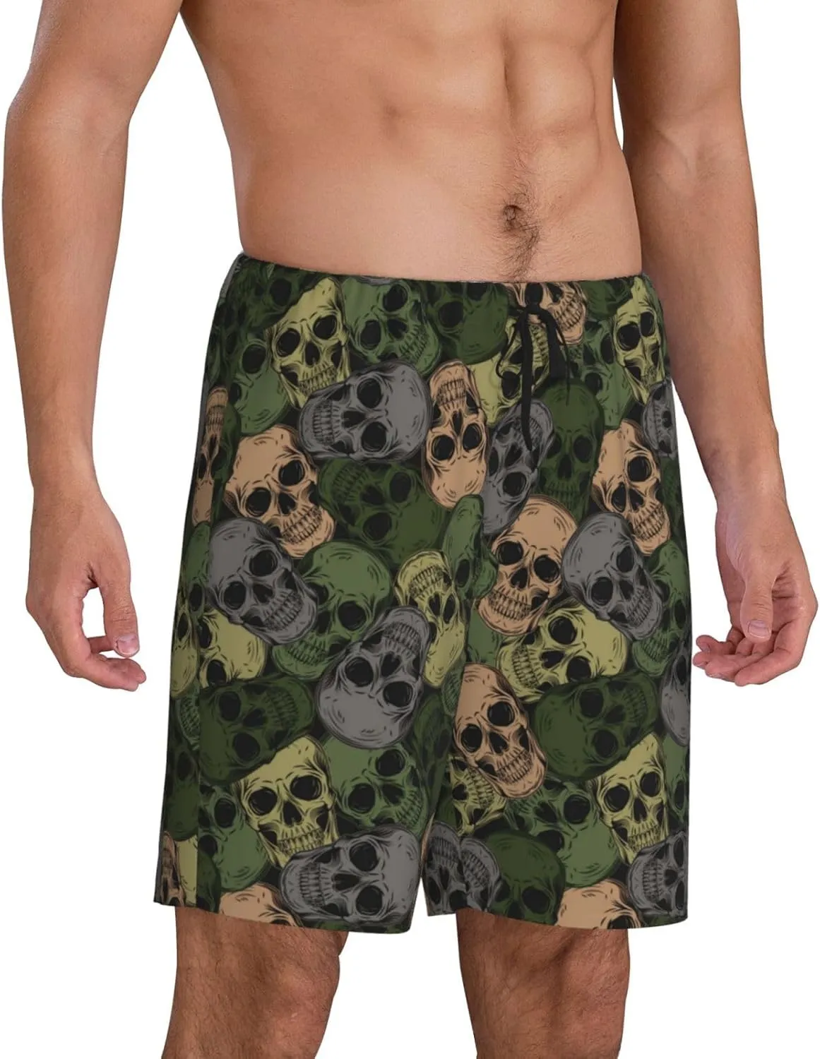 Vosery Mens Pajama Pants - Camouflage Skulls Comfy Sleep Shorts Mens Pajama Shorts, Mens Lounge Shorts Pj Pants