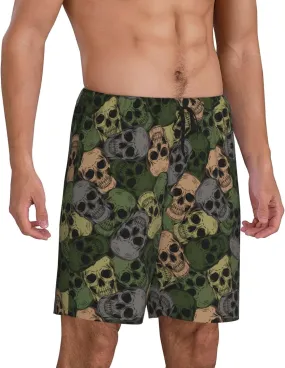 Vosery Mens Pajama Pants - Camouflage Skulls Comfy Sleep Shorts Mens Pajama Shorts, Mens Lounge Shorts Pj Pants