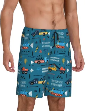 Vosery Mens Pajama Pants - Construction Trucks Comfy Sleep Shorts Mens Pajama Shorts, Mens Lounge Shorts Pj Pants