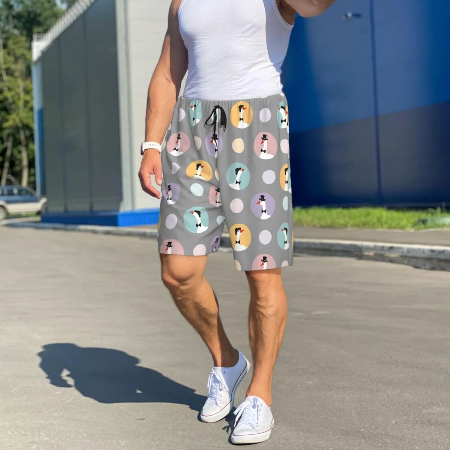 Vosery Mens Pajama Pants - Cute Geese Comfy Sleep Shorts Mens Pajama Shorts, Mens Lounge Shorts Pj Pants