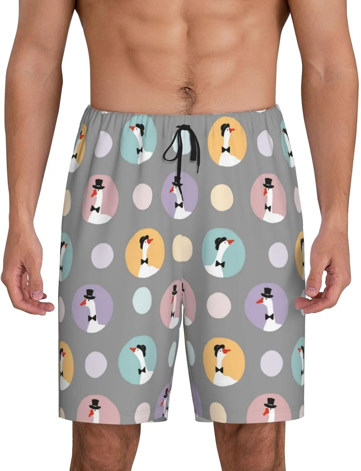 Vosery Mens Pajama Pants - Cute Geese Comfy Sleep Shorts Mens Pajama Shorts, Mens Lounge Shorts Pj Pants
