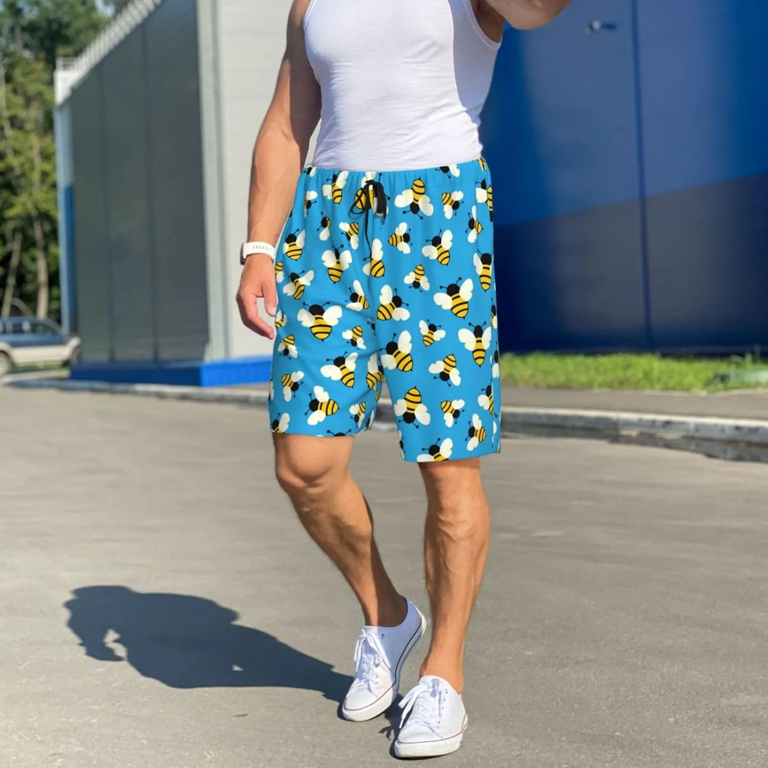 Vosery Mens Pajama Pants - Flying Bees Comfy Sleep Shorts Mens Pajama Shorts, Mens Lounge Shorts Pj Pants
