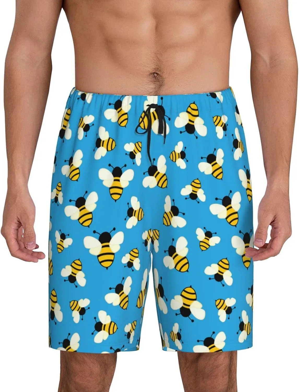 Vosery Mens Pajama Pants - Flying Bees Comfy Sleep Shorts Mens Pajama Shorts, Mens Lounge Shorts Pj Pants
