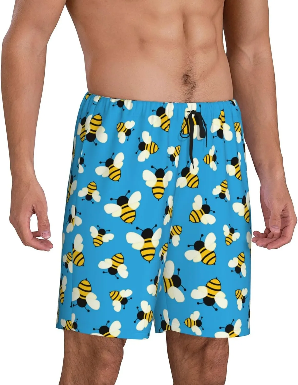 Vosery Mens Pajama Pants - Flying Bees Comfy Sleep Shorts Mens Pajama Shorts, Mens Lounge Shorts Pj Pants