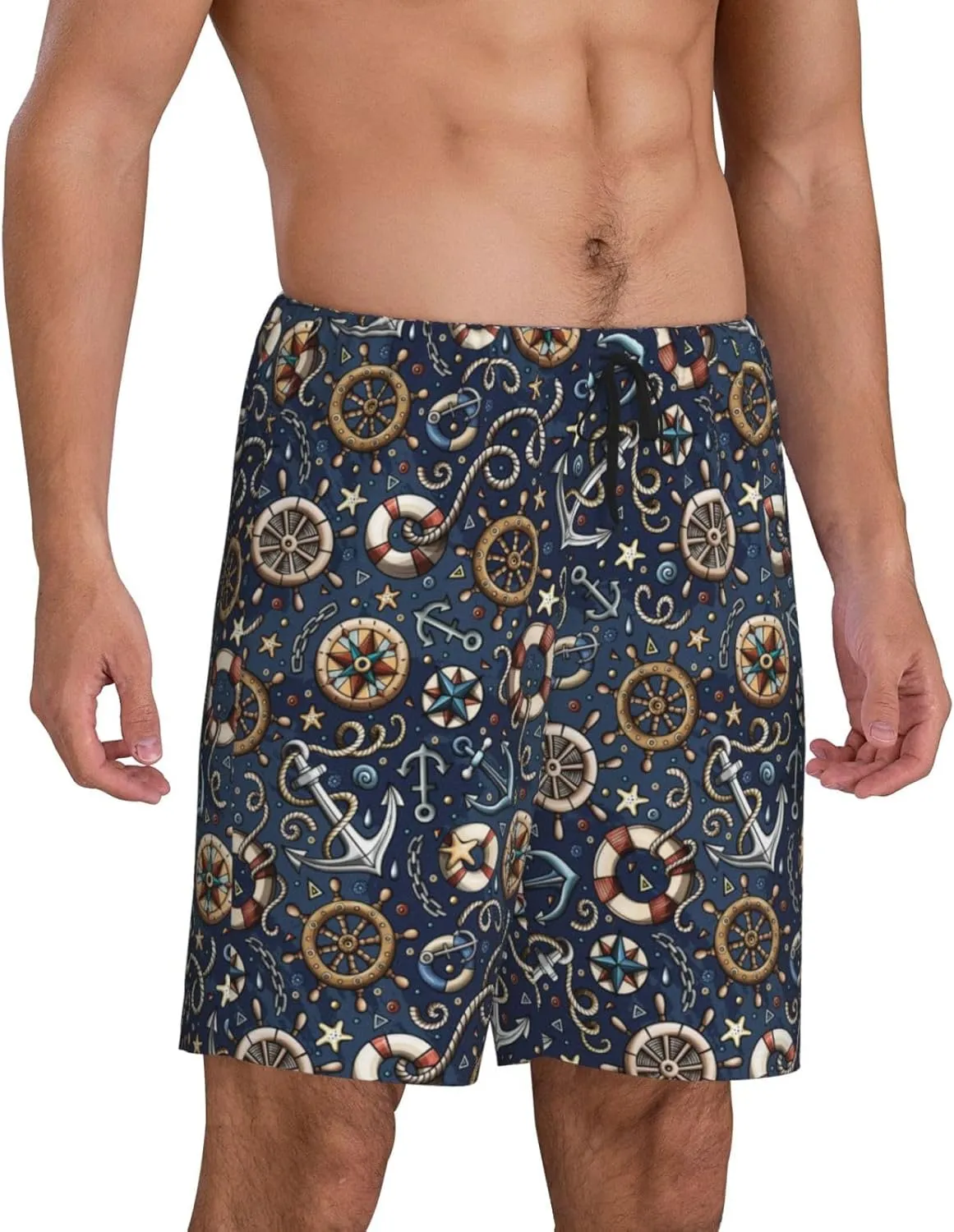 Vosery Mens Pajama Pants - Nautical Comfy Sleep Shorts Mens Pajama Shorts, Mens Lounge Shorts Pj Pants