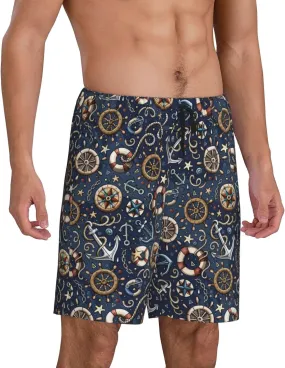 Vosery Mens Pajama Pants - Nautical Comfy Sleep Shorts Mens Pajama Shorts, Mens Lounge Shorts Pj Pants